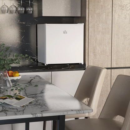 HOMCOM 46 Litre Table Top Mini Fridge, Small Fridge with Ice Box, Reversible Door, Adjustable Temperature, Cream
