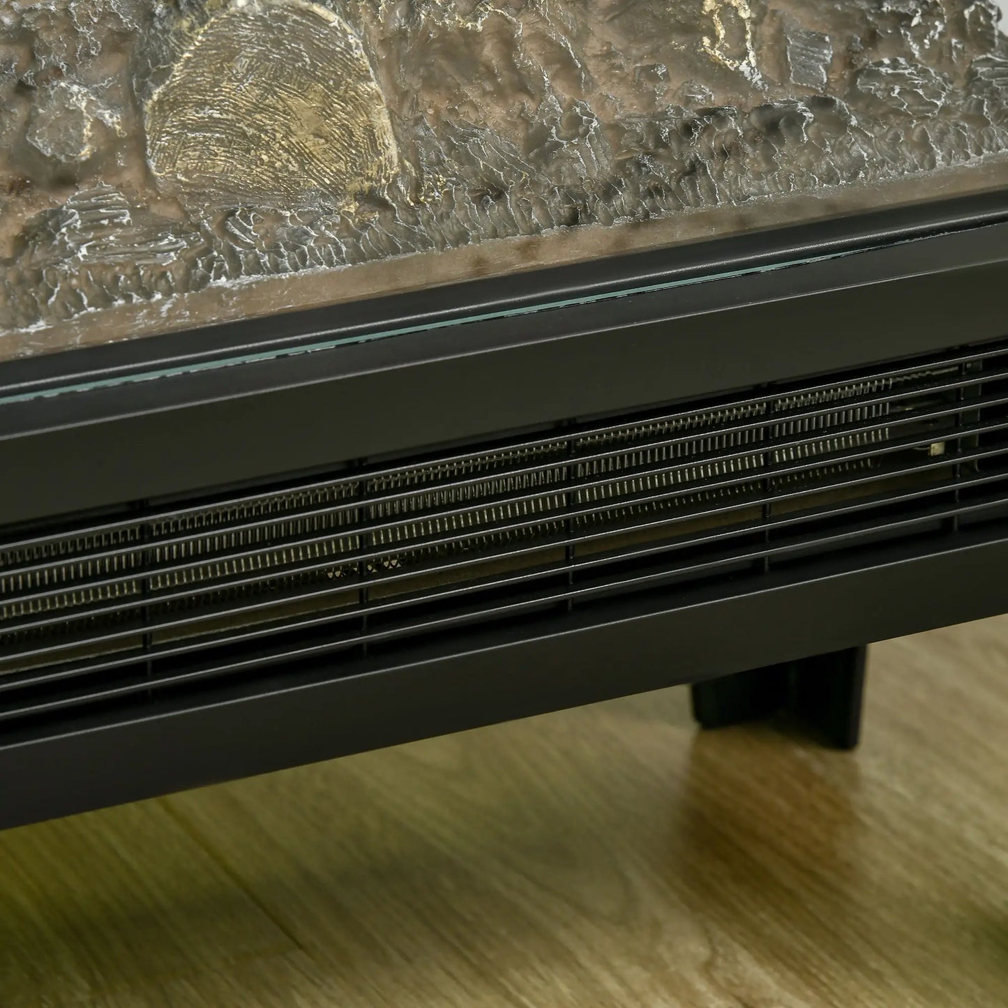 HOMCOM 180° Charming Electric Fireplace Heater, Quiet Freestanding Stove with LED Flame Effect, Overheating Protection, Black