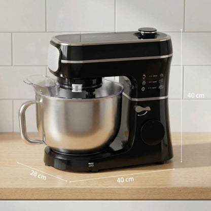 HOMCOM Stand Mixer, 6L 1400W Tilt-Head Food Mixer with 11 Speeds & LED Display, Black