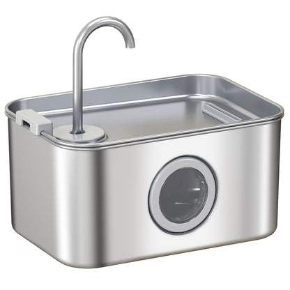 PawHut 3.2L Cat Water Fountain for Drinking, Stainless Steel with Visible Water-Level Window, Ultra-Silent Pump
