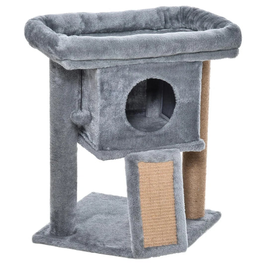 Pawhut cat tree with cozy condo for indoor cats