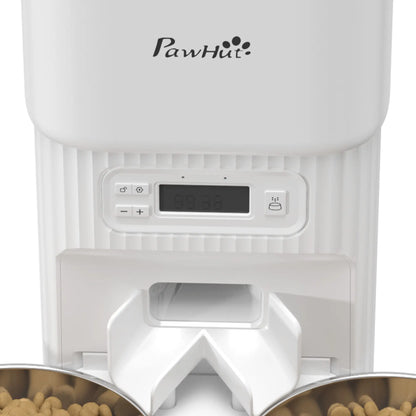 PawHut Automatic Cat Feeder Timed Portion Control Pet Food Dispenser with 2 Stainless Steel Bowls