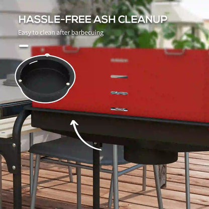 Outsunny Charcoal BBQ, with Five Position Barbecue Grill Grate - Red