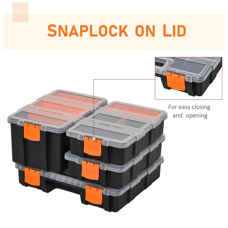 Plastic tool storage boxes for garage use