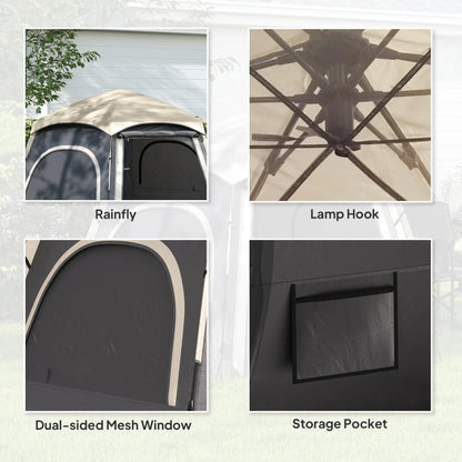 Outsunny Instant Camping Tent, Dome Family Tent with Vestibule, 4 Mesh Windows & 2 Doors, Waterproof & UV Protected, Dark Grey