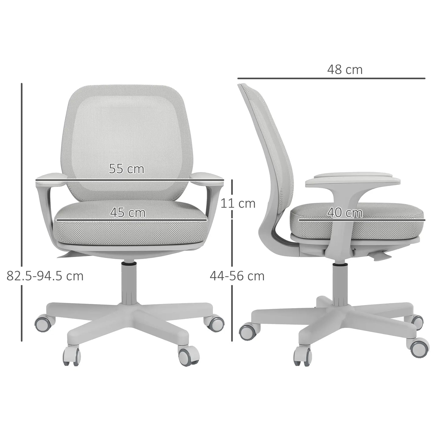Vinsetto Mesh Back Office Chair with Swivel Seat & Adjustable Height - Grey