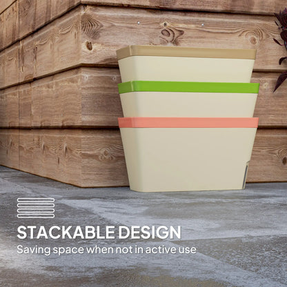 Outsunny Set of 3 Self Watering Plant Pots Outdoor, 27cm Garden Planters with Visual Water Level Window, Plastic Flower Pots