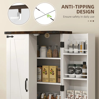HOMCOM Multi-Storage Farmhouse Style Kitchen Cabinet - White