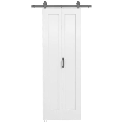 HOMCOM Slide Door, 70cm Modern Sliding Door Set Kit with Steel Rail, White