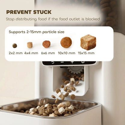 PawHut Programmable Automatic Cat Feeder with Timer Up to 6 Meals Per Day, 10s Voice Recorder, Portion Control