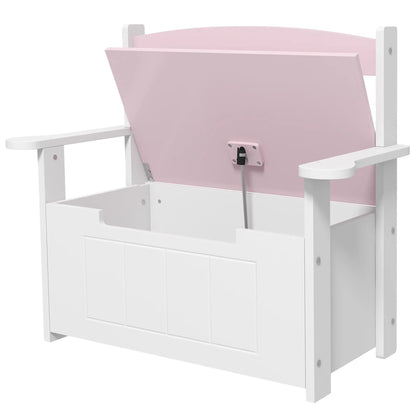 AIYAPLAY 2-in-1 Toy Box Bench for Kids Storage with Lid for Bedroom, Nursery, Playroom, Pink