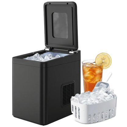 HOMCOM Countertop Ice Maker Machine Self-Cleaning Compact Ice Machine with Ice Scoop & Basket, Black