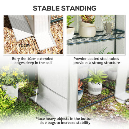 Outsunny Three-Tier Mini Greenhouse, UV Resistant Plastic Cover- White