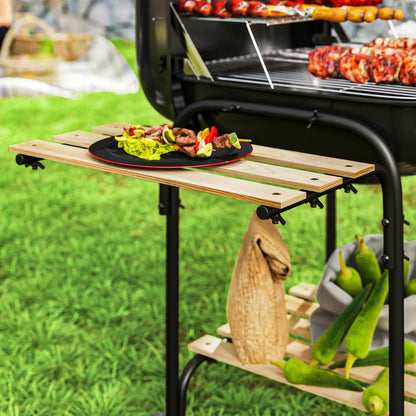 Outsunny Charcoal Barbecue Grill Portable BBQ Grill with Cooking Area, 3 Shelves, Lockable Lid, Wheels for Outdoor Cooking, Garden Party, Black