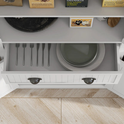 HOMCOM Kitchen Storage Cabinet with Drawer and Adjustable Shelves - White