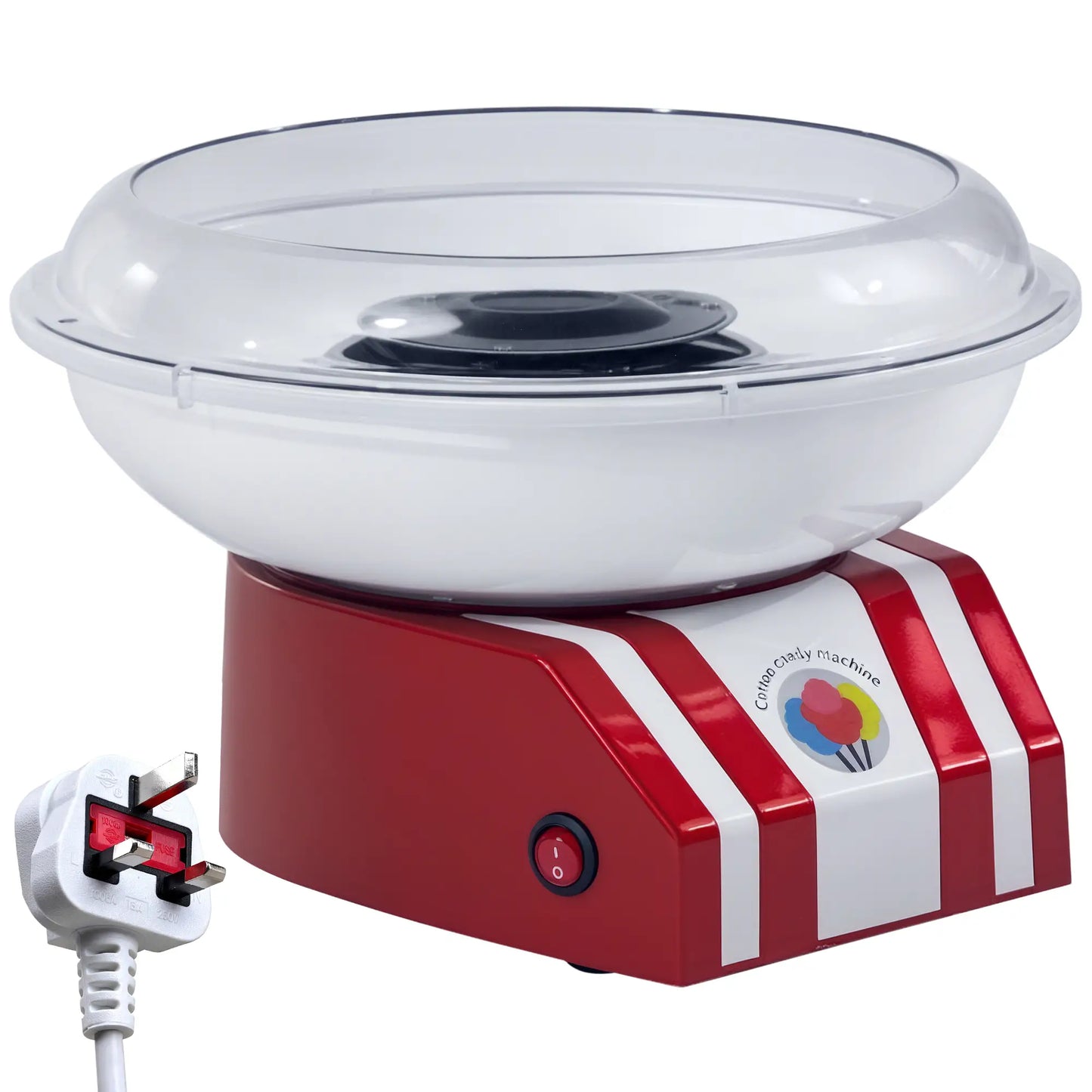 HOMCOM Candy Floss Machine, 550W Retro Cotton Maker Gadgetry with 10 Candyfloss Sticks, Non-Slip Base, Red
