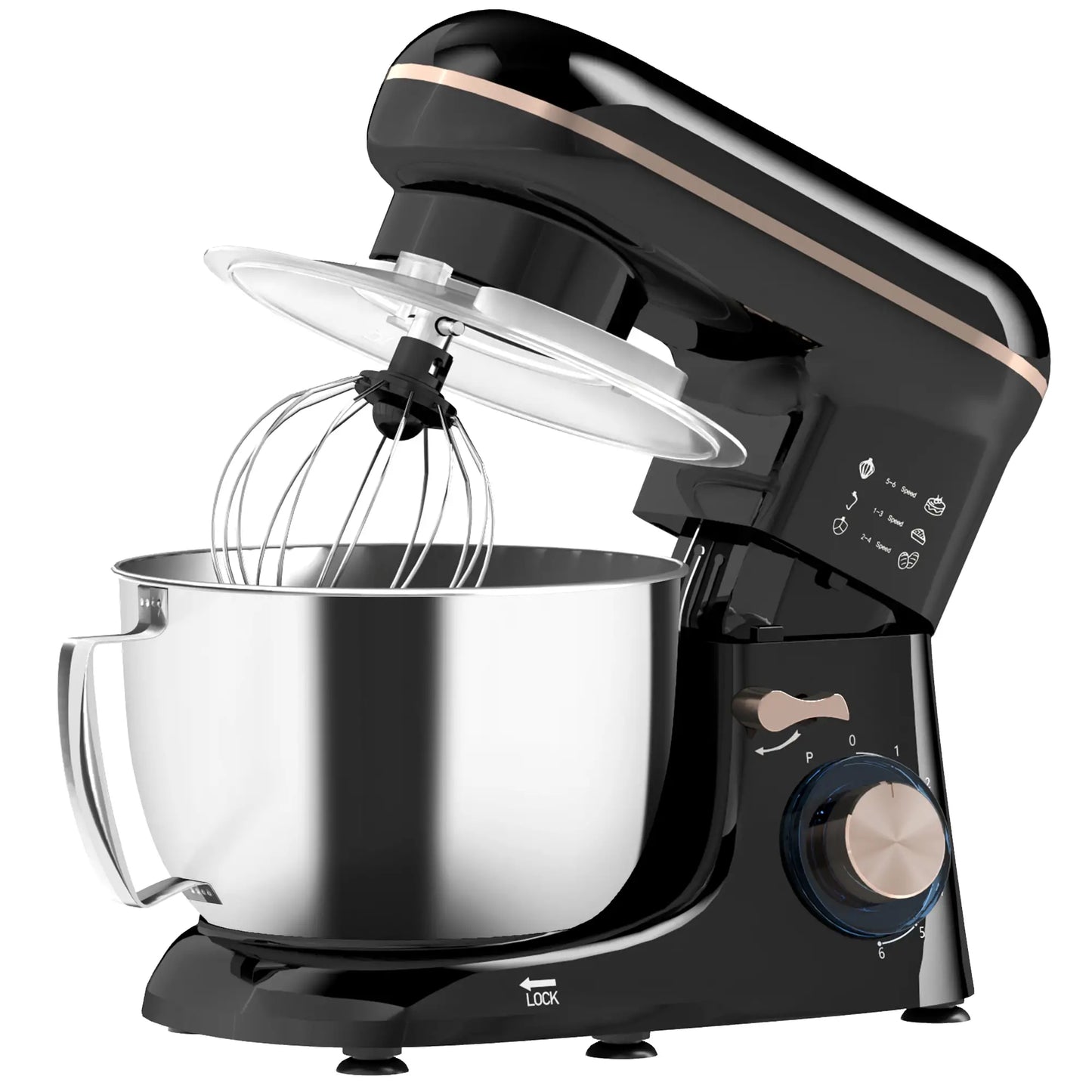 HOMCOM 1300W Kitchen Stand Mixer, with Accessories - Black