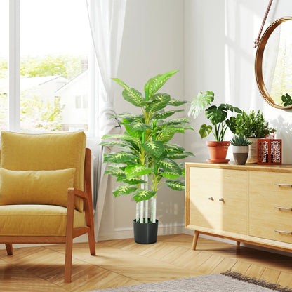 HOMCOM Artificial Evergreen Tree Fake Decorative Plant in Nursery Pot for Indoor Decor