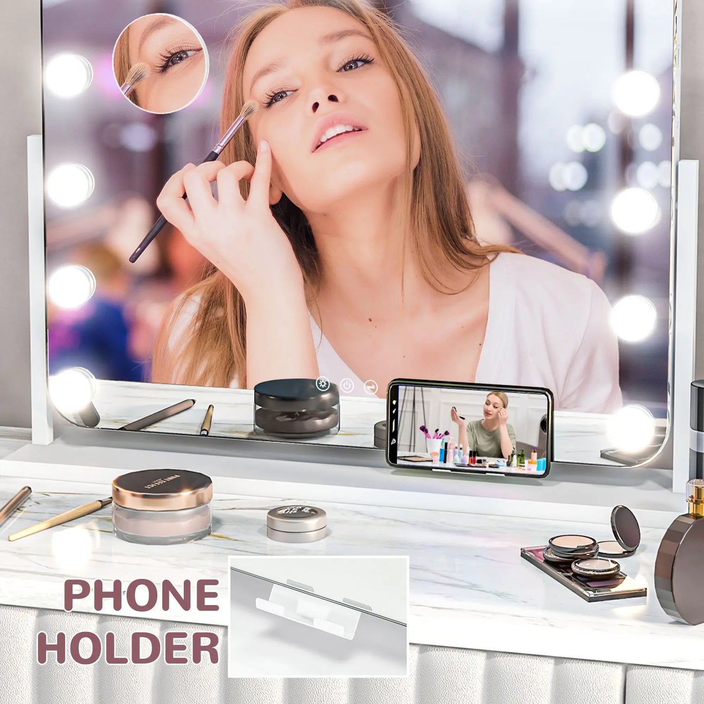 HOMCOM 14 LED Bulb Tabletop Makeup Mirror, with Adjustable Settings