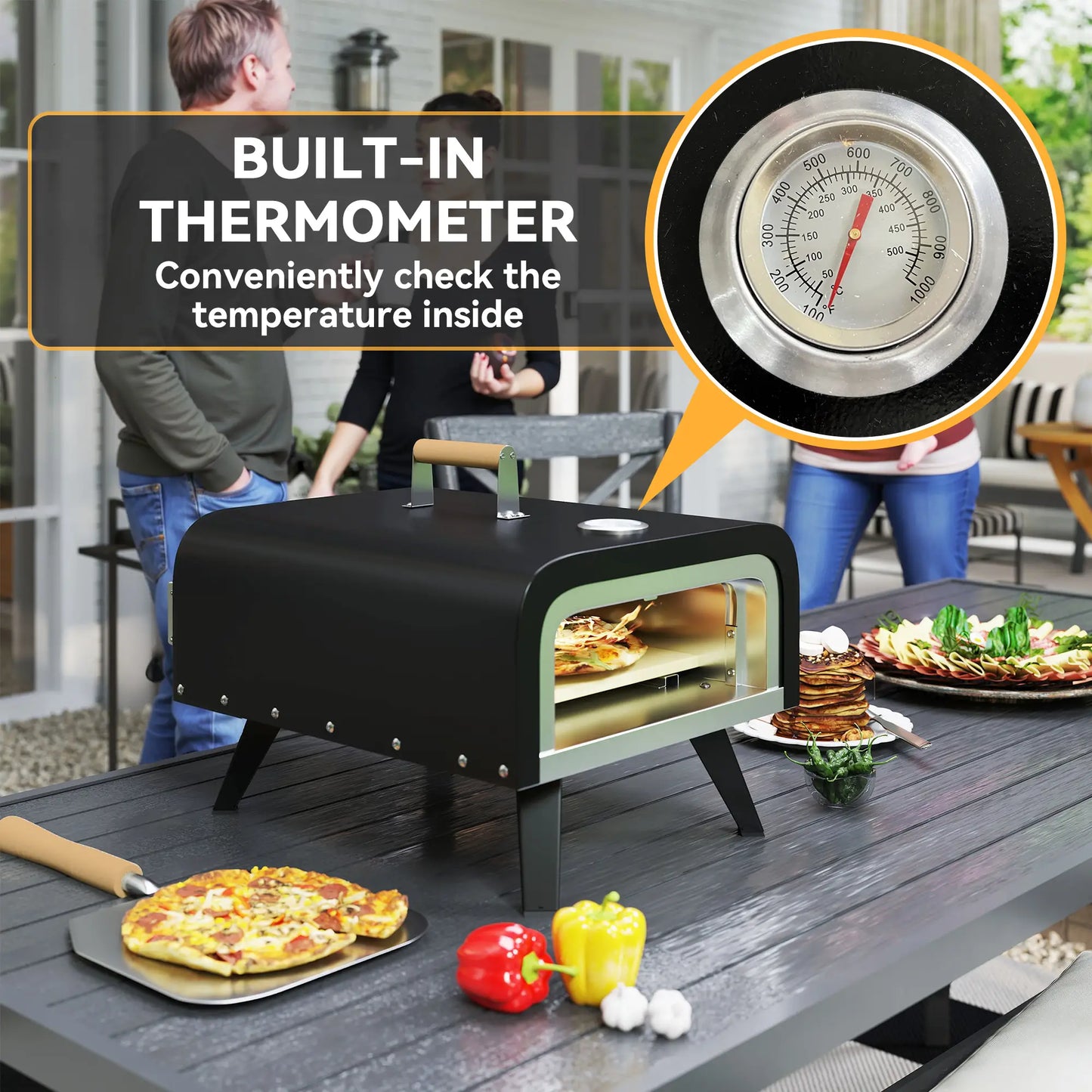 Outsunny Gas Powered 12" Pizza Oven Barbecue Charcoal Grills - Black