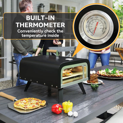 Outsunny Gas Powered 12" Pizza Oven Barbecue Charcoal Grills - Black