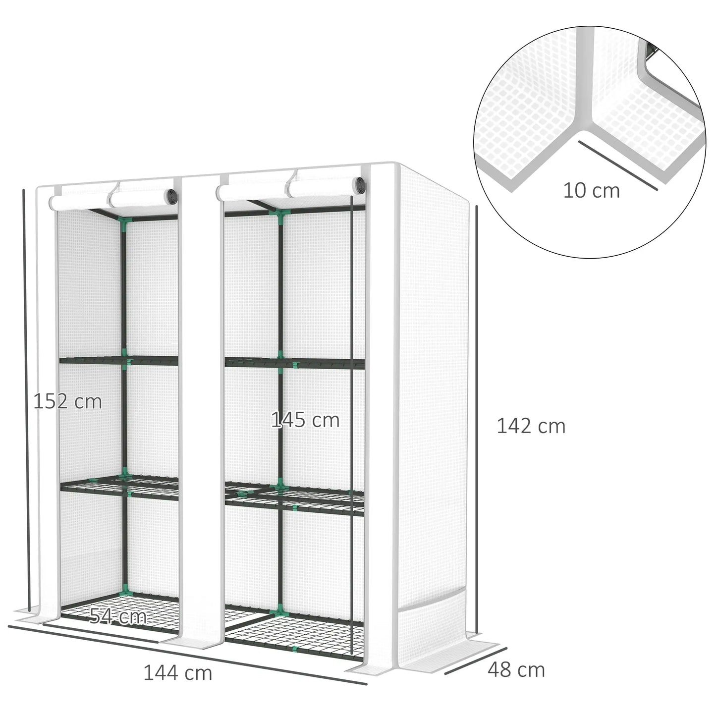 Outsunny Three-Tier Mini Greenhouse, UV Resistant Plastic Cover- White
