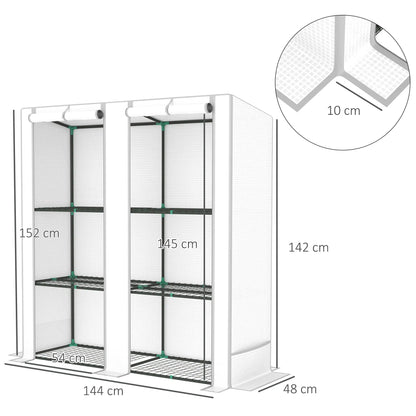 Outsunny Three-Tier Mini Greenhouse, UV Resistant Plastic Cover- White