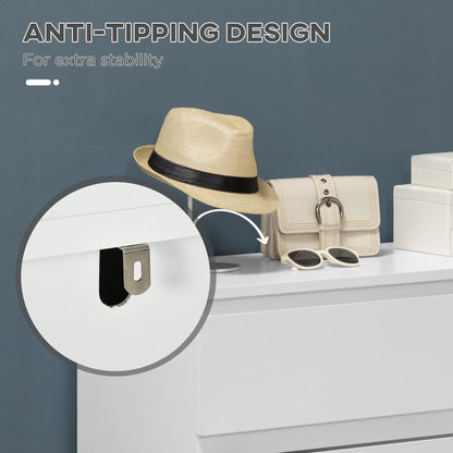 HOMCOM Chest of Three Storage Drawers with Anti-Tipping Straps - White