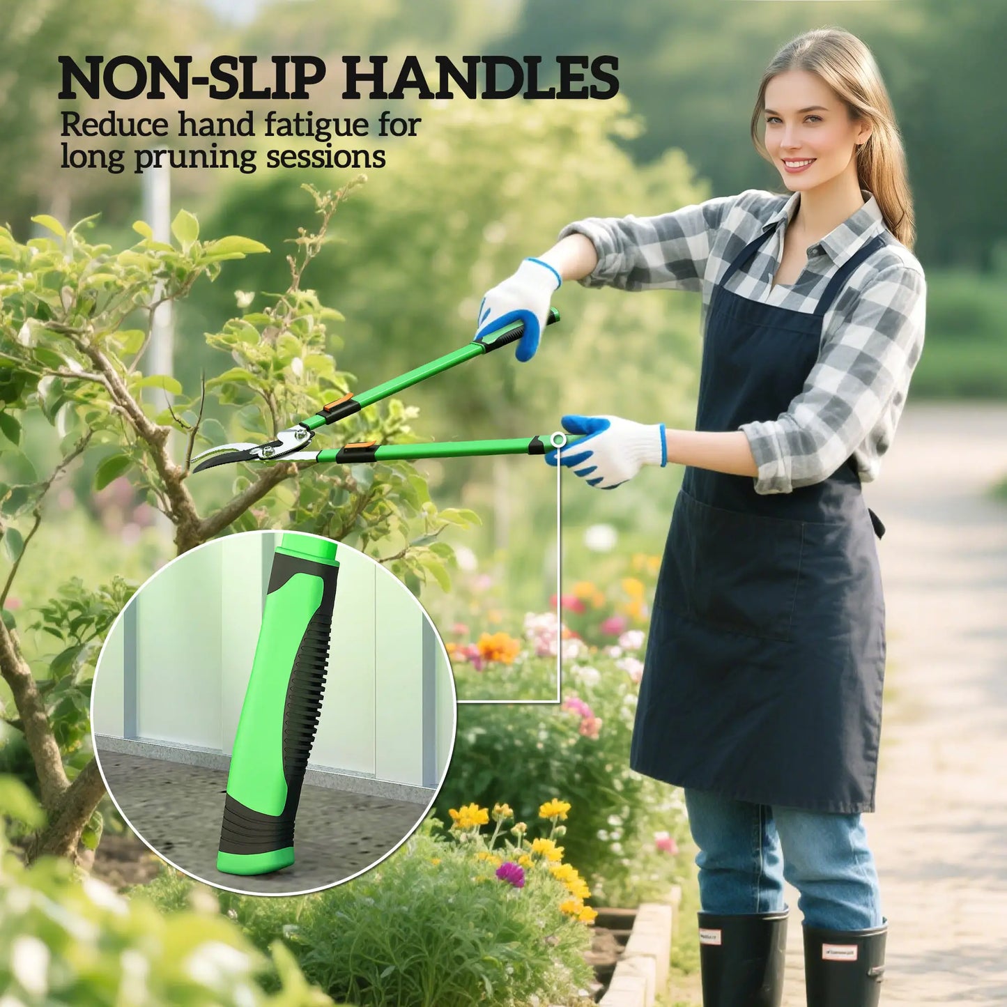 Outsunny Telescopic Extendable Garden Loppers, Heavy Duty with Steel Blade and Adjustable Handles, Tree Trimmer
