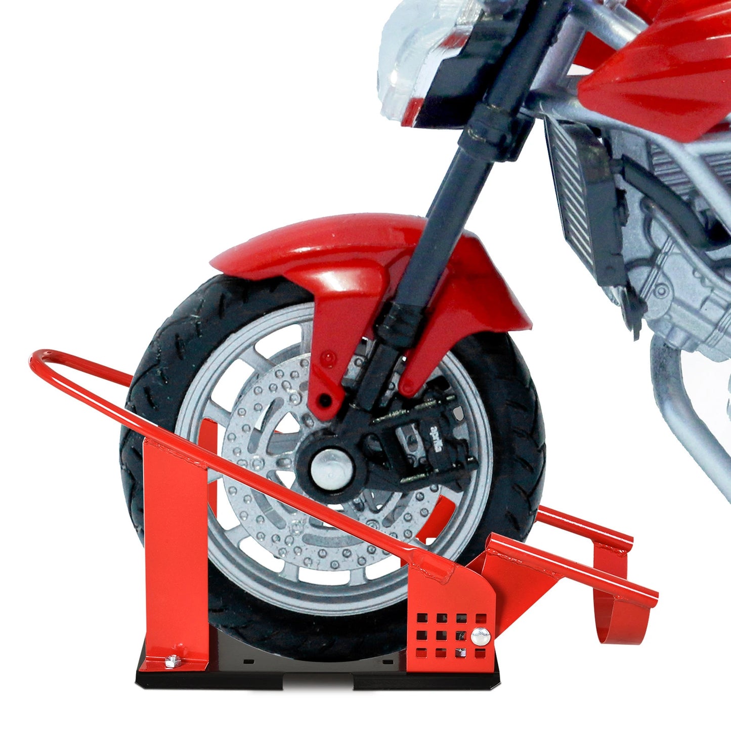 HOMCOM Motorcycle Wheel Chock 8-15.5 cm Metal Motorbike Holder Pre-Drilled Holes For Truck and Trailer