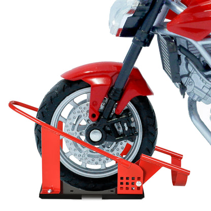 HOMCOM Motorcycle Wheel Chock 8-15.5 cm Metal Motorbike Holder Pre-Drilled Holes For Truck and Trailer