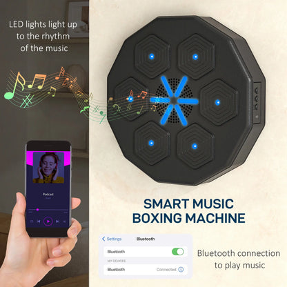 SPORTNOW Music Boxing Machine with Bluetooth & LED Light Smart, Wall Mounted for Punching Beat Boxing Training