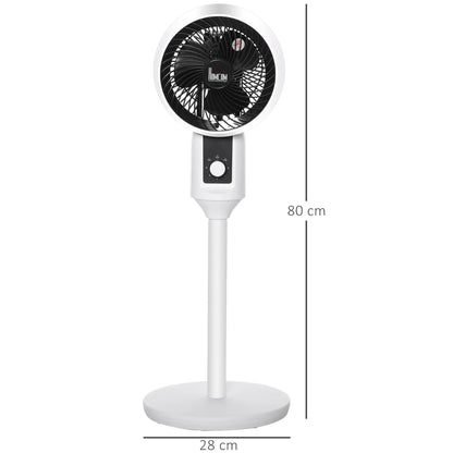 HOMCOM 9'' Air Circulator Fan 3 Speed, 70° Oscillation 90° Vertical Tilt, Carry Handle, Pedestal Fan, White & Black