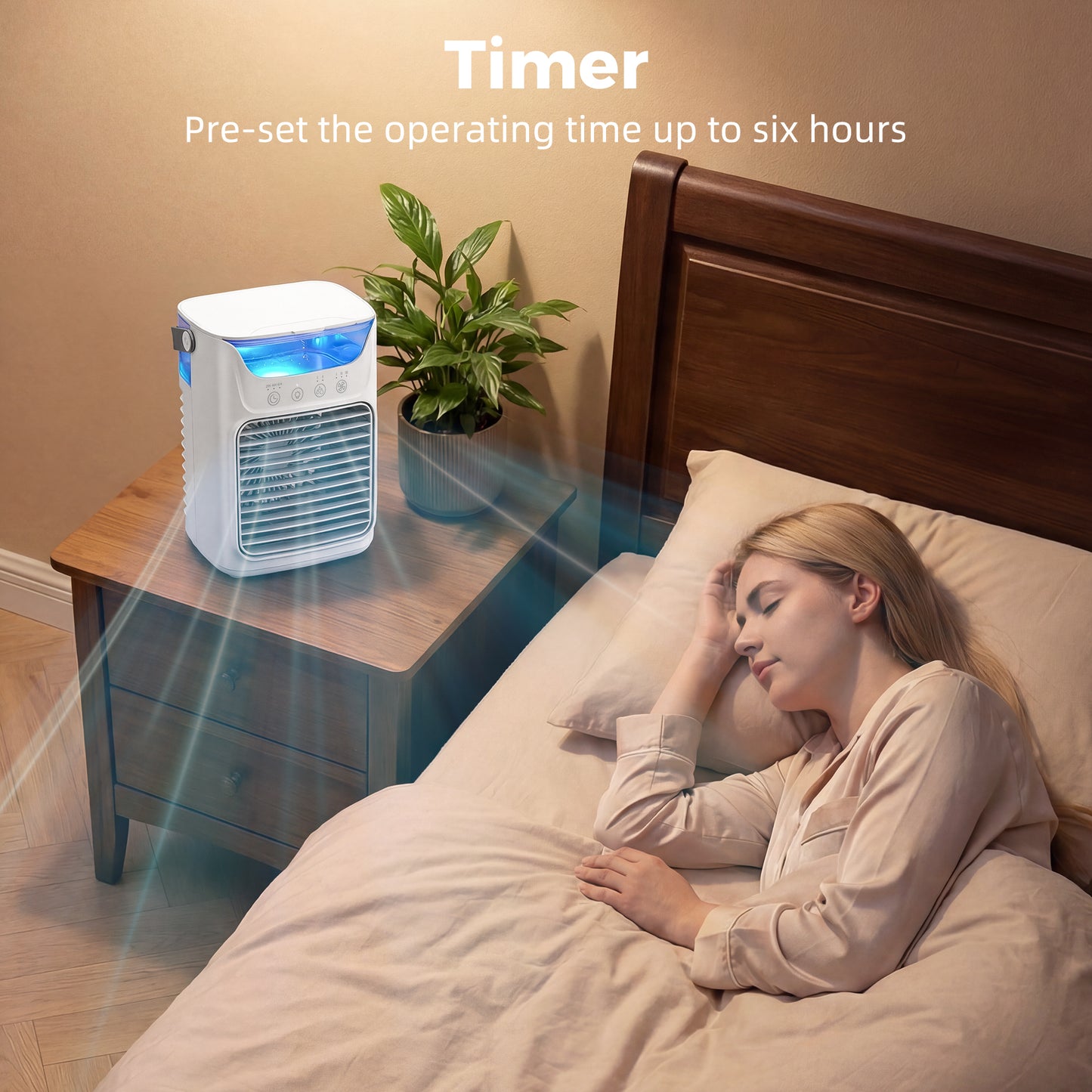 HOMCOM Mini Desk Fan with Adjustable Head, 3-Speed Small Fan & 700ml Water Tank, White