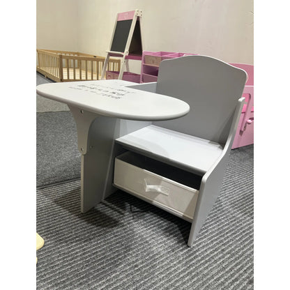 AIYAPLAY Kids Table and Chair Set, Children Desk with Storage Bins for Playing, Reading for Ages 3-5, Grey