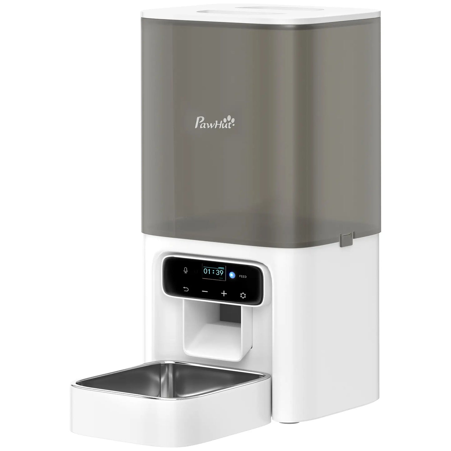 PawHut Programmable Automatic Cat Feeder with Timer Up to 6 Meals Per Day, 10s Voice Recorder, Portion Control