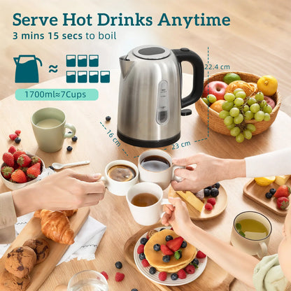 HOMCOM Kitchen Simple Polished Toaster and Kettle Set - Silver Tone