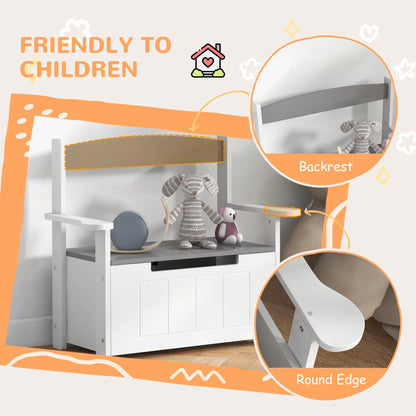 AIYAPLAY 2-in-1 Toy Box for Kids Storage with Lid for Bedroom, Nursery, Playroom, Grey