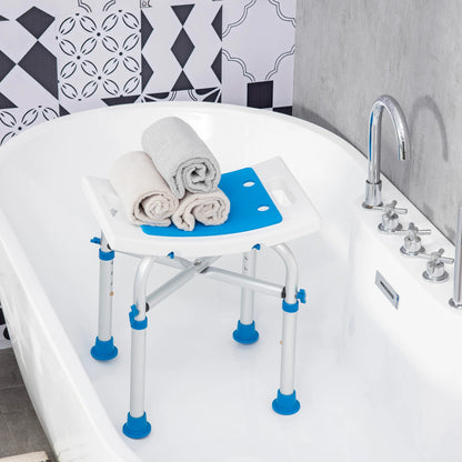 HOMCOM 44-51.5cm Aluminium Frame Shower/Bath Stool Seats - Blue