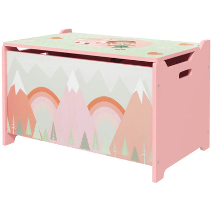 ZONEKIZ Toy Box, Kids Storage Chest, with Lid, Safety Hinge - Pink