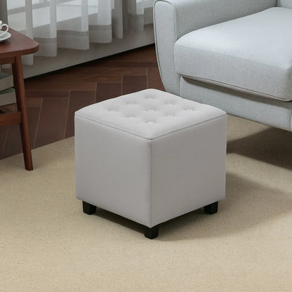 HOMCOM Velvet-Feel Square Ottoman Lightweight Footstool - Light Grey