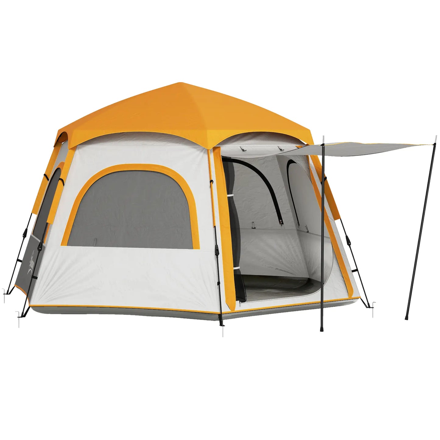 Outsunny Instant Pop Up Camping Tent, 3/4 Person Easy Setup Dome Family Tent with Rainfly Hexagonal Design, Waterproof & UV Protected, Light Grey