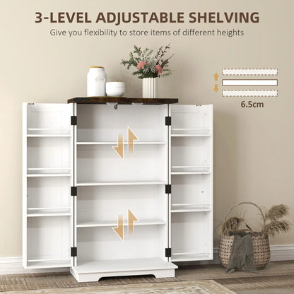 HOMCOM Multi-Storage Farmhouse Style Kitchen Cabinet - White