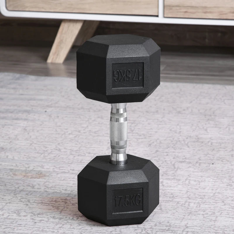 Rubber hex dumbbell set for strength training