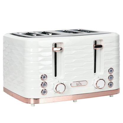 HOMCOM Four-Slice Rippled Toaster - White