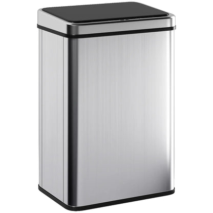 HOMCOM 40L Sensor Bin with Quiet Lid, Automatic Touchless Motion Sensor Kitchen Bin with Fingerprint Resistant Stainless Steel, Silver Tone