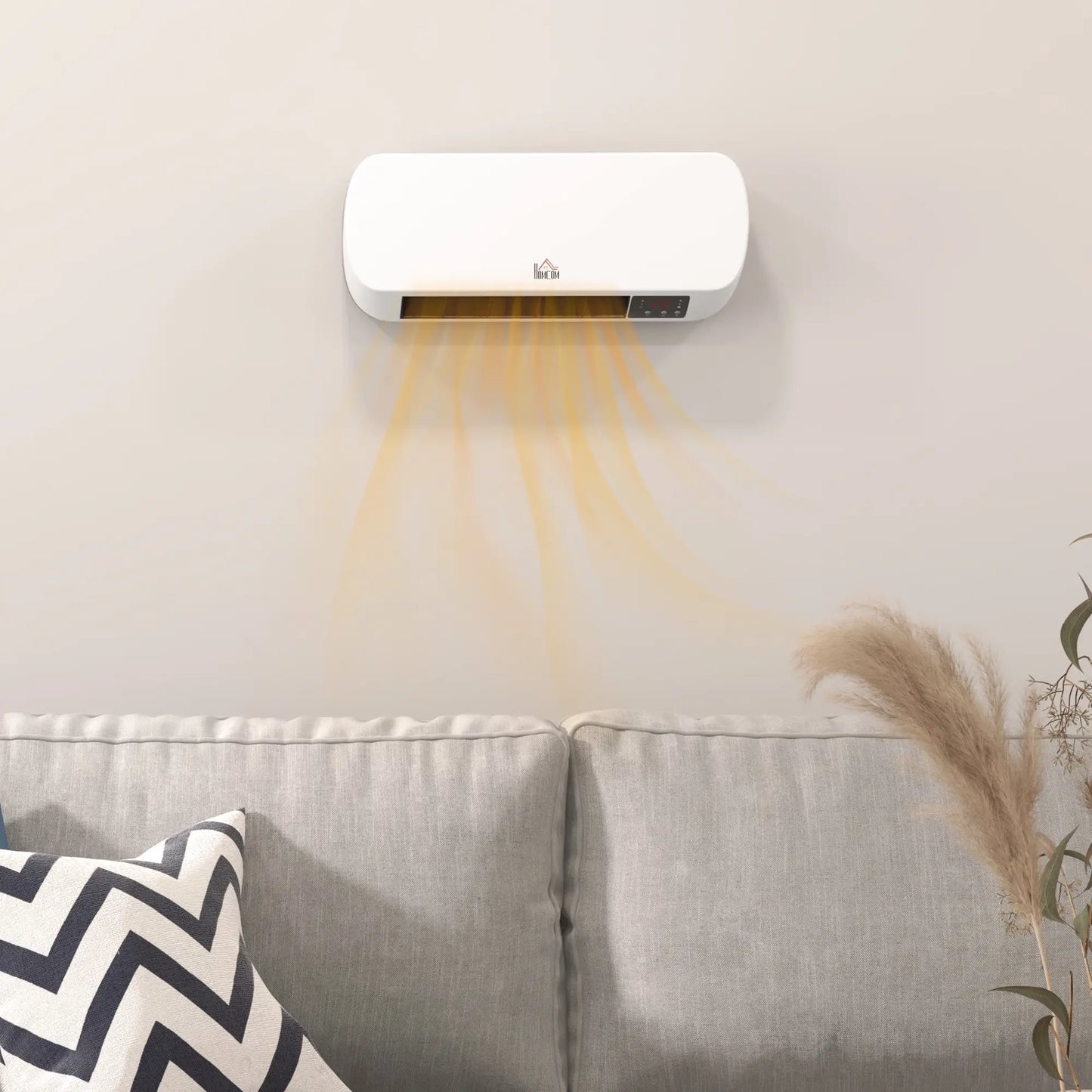 HOMCOM 2000W Wall Mounted Ceramic Electric Space Heater, 10-49°C Temperature, White