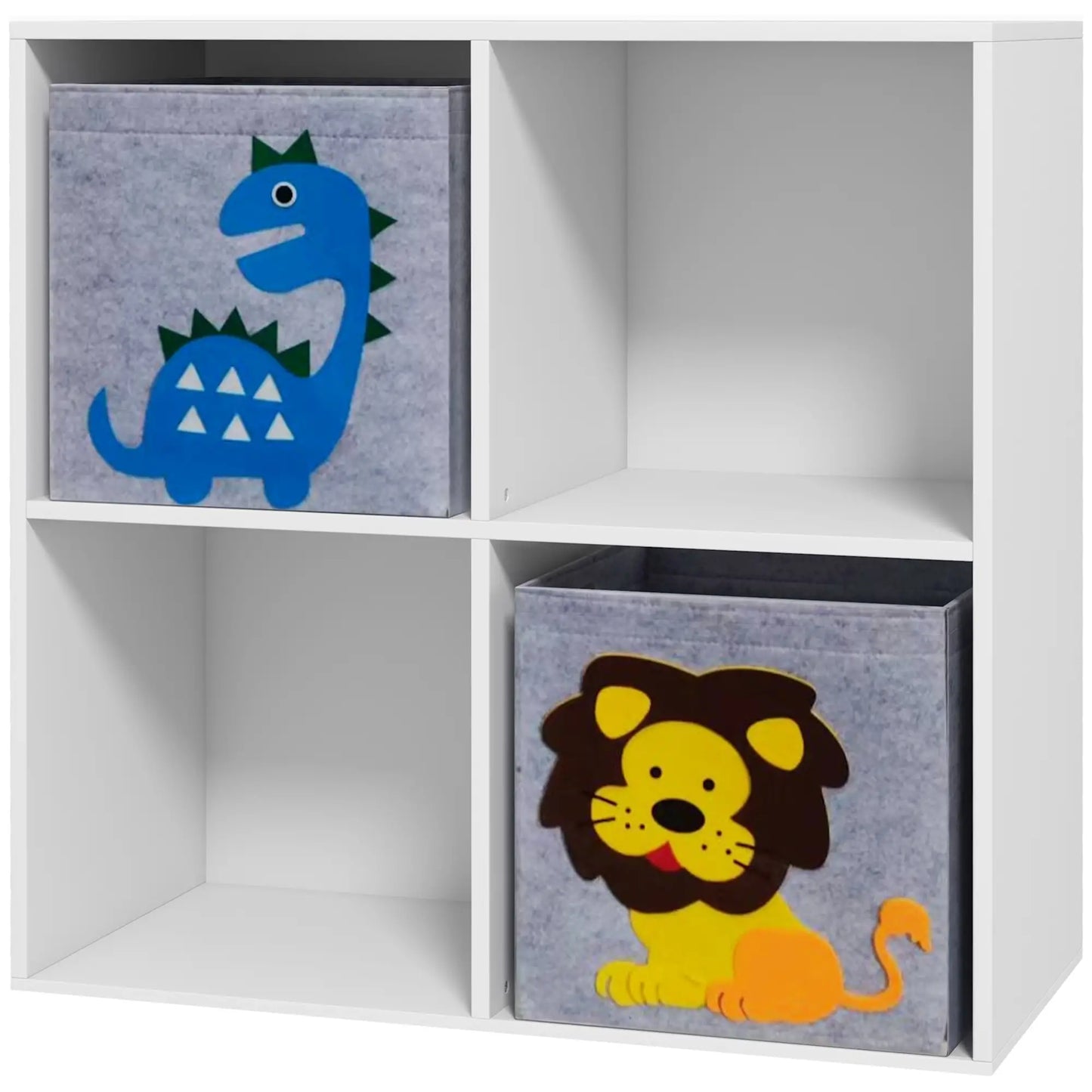 ZONEKIZ Kids Toy Storage Box with Two Non-Woven Fabric Drawers - White