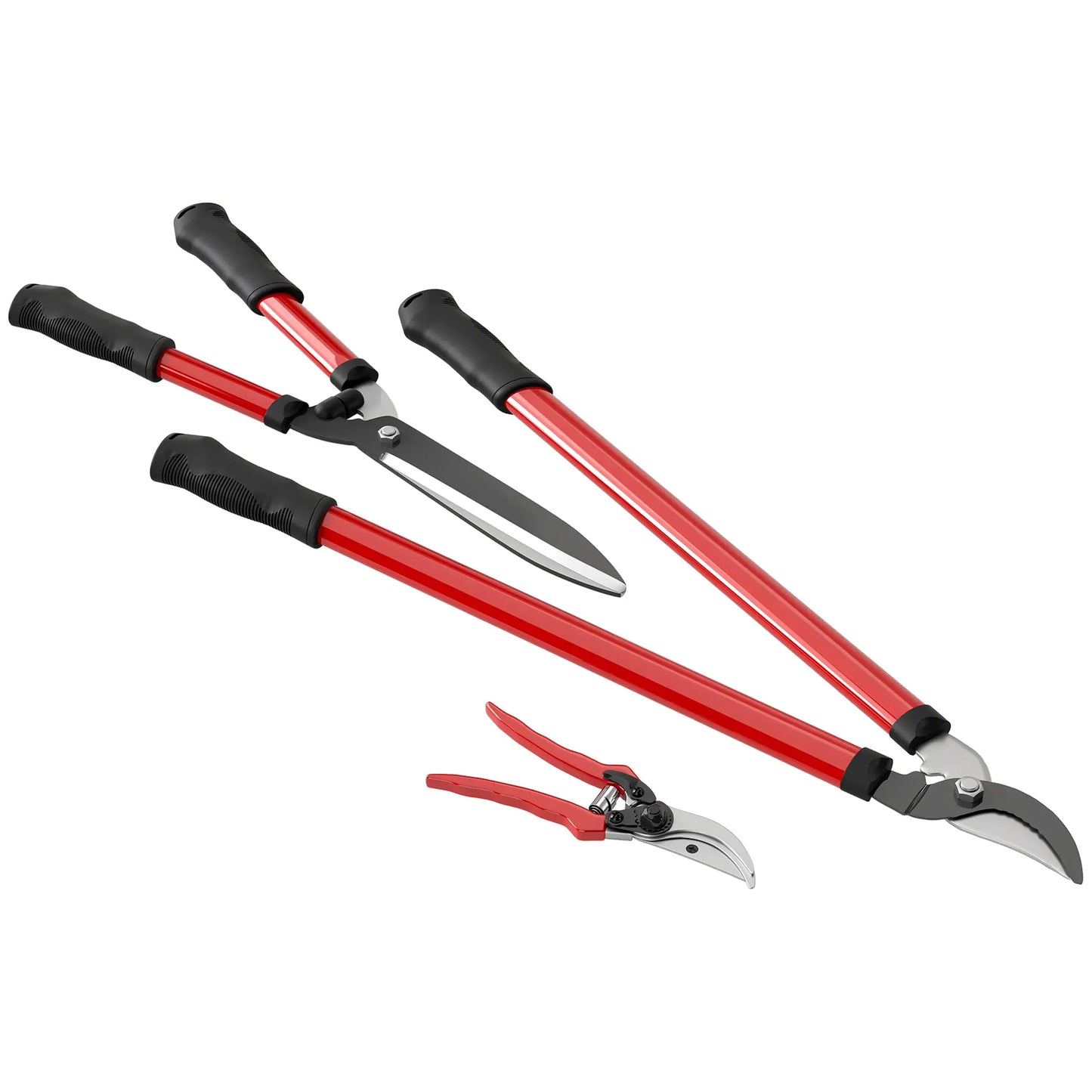 Outsunny 3 Pcs Garden Shears Set with Hedge Shears, Lopper, Garden Secateurs, Lightweight and Compact, Tree Shrub Care Kit