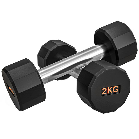 SPORTNOW Dumbbells Weights Set with 12-Sided Shape and Non-Slip Grip for Home Gym Workout, 2 x 2kg